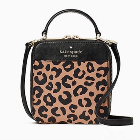KATE SPADE DAISY GRAPHIC LEOPARD VANITY CROSSBODY BAG BLACK REMI NWT 249 Bags